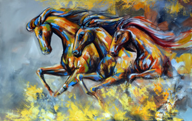 Painting titled "Born to be Wild" by Wasantha Ranjan, Original Artwork, Acrylic Mounted on Wood Stretcher frame