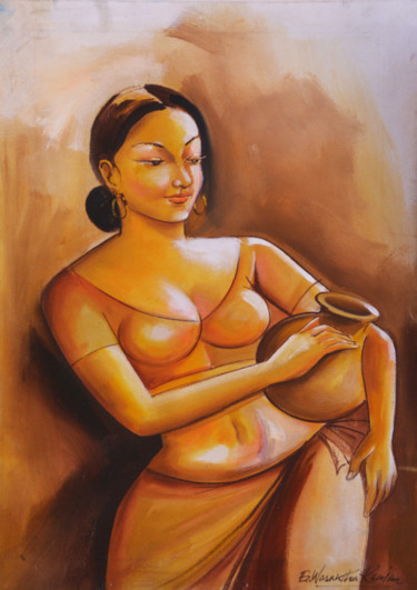 Painting titled "Beauty with Simplic…" by Wasantha Ranjan, Original Artwork, Acrylic Mounted on Wood Stretcher frame