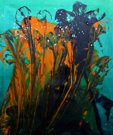 Painting titled "Reeds in the Reef" by Wasantha Ranjan, Original Artwork, Acrylic Mounted on Wood Stretcher frame