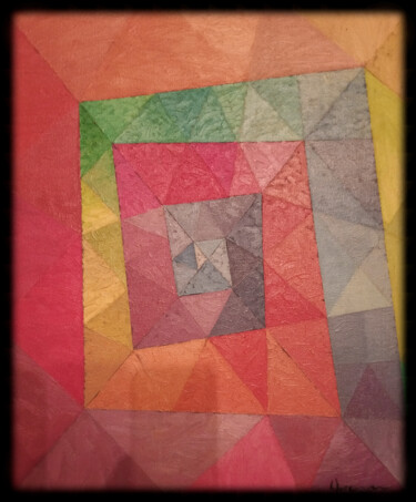 Painting titled "Geometric I" by Wasem, Original Artwork, Oil Mounted on Wood Stretcher frame