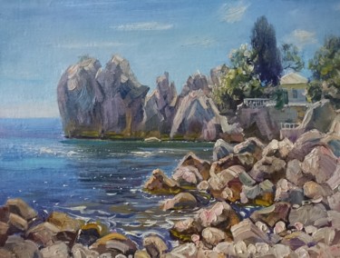 Peinture intitulée "Among the rocks." par Vasiliy Nesterov, Œuvre d'art originale, Huile