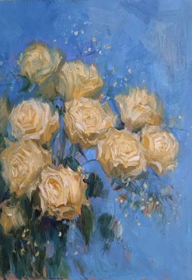 Картина под названием "White Rose" - Vasiliy Nesterov, Подлинное произведение искусства, Масло