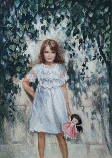 Картина под названием "Девочка освещенная…" - Vasiliy Nesterov, Подлинное произведение искусства, Масло
