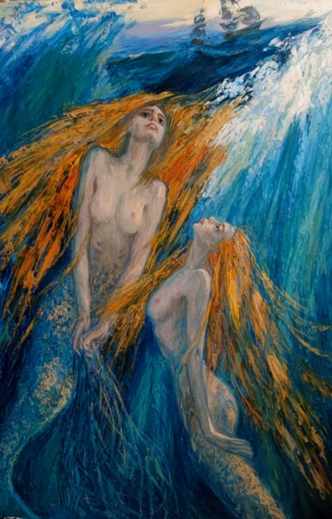 Картина под названием "Siren's song" - Vasiliy Nesterov, Подлинное произведение искусства, Масло