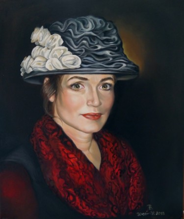 Malerei mit dem Titel "Seiden Hut" von Wassa Rosin-Bergmann, Original-Kunstwerk, Öl