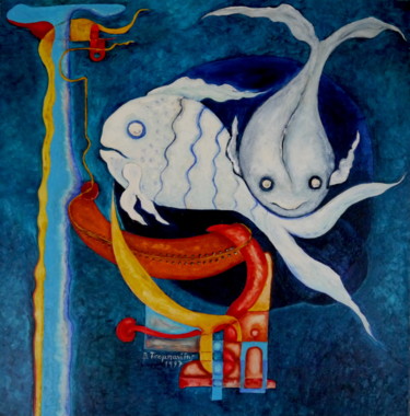 Painting titled "Fishbuds" by Wassily Tsobanides, Original Artwork