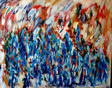 Painting titled "La marche verte des…" by Wassima Akhrif, Original Artwork, Acrylic
