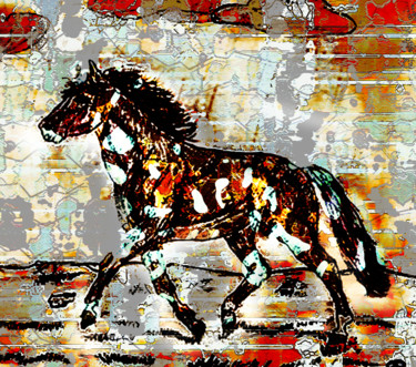Painting titled "Horse Digital Art" by Charles Waswa, Original Artwork, Pastel