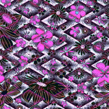 Arts numériques intitulée "Rose-garden Fabrics" par Charles Waswa, Œuvre d'art originale, Peinture numérique