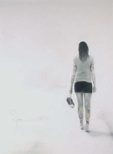 Dessin intitulée "Choisir sa voie" par Christophe Moreau, Œuvre d'art originale, Crayon