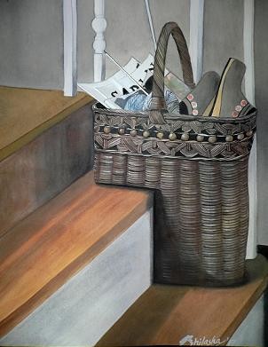 Painting titled "Step Basket" by Abhilasha, Original Artwork, 