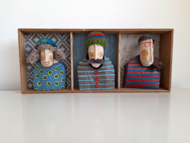 Sculpture titled "Germain's Family" by Nathalie Watine, Original Artwork, Wood