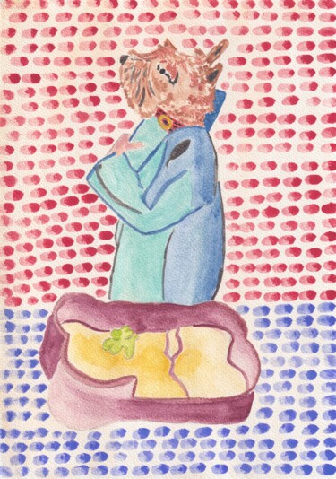 Painting titled "Chardon compte ses…" by Wawa, Original Artwork, Watercolor