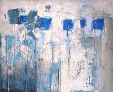 Schilderij getiteld "Composition (Blue F…" door Wayne Sleeth, Origineel Kunstwerk, Olie