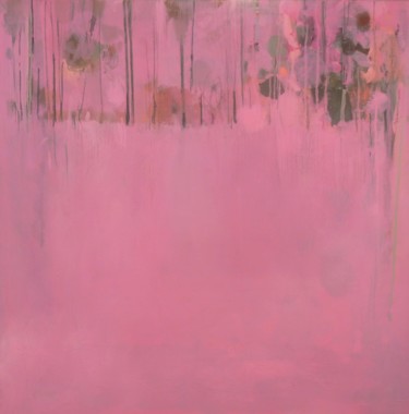 Painting titled "Composition in Pink" by Wayne Sleeth, Original Artwork, Oil Mounted on Wood Stretcher frame