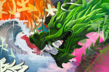 Картина под названием "Year of the Dragon" - Waynester, Подлинное произведение искусства, Масло