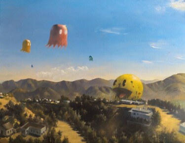 Malerei mit dem Titel "Pac Man" von Waynester, Original-Kunstwerk, Öl