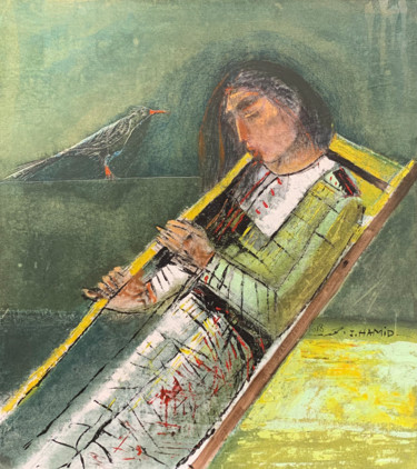 Painting titled "oboe player" by Wazzan Sa, Original Artwork, Acrylic