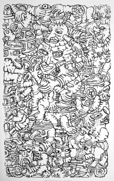 Drawing titled "Multitasking" by Eric G. C. Weets, Original Artwork, Ink