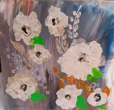 Painting titled "White flower /wefaq…" by Wefag Ibrahim, Original Artwork, Acrylic
