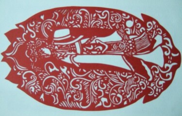 绘画 标题为“Folk paper-cut art…” 由Wei Han, 原创艺术品, 扦插