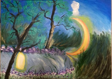 绘画 标题为“坠入林间的月亮” 由Wei Xie, 原创艺术品, 油