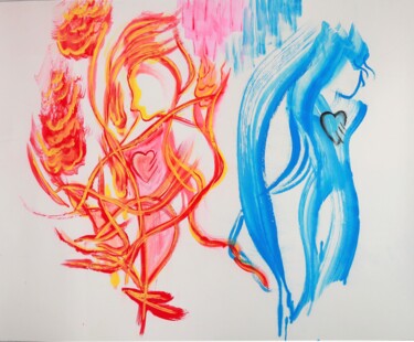 绘画 标题为“水与火” 由Wei Xie, 原创艺术品, 水彩