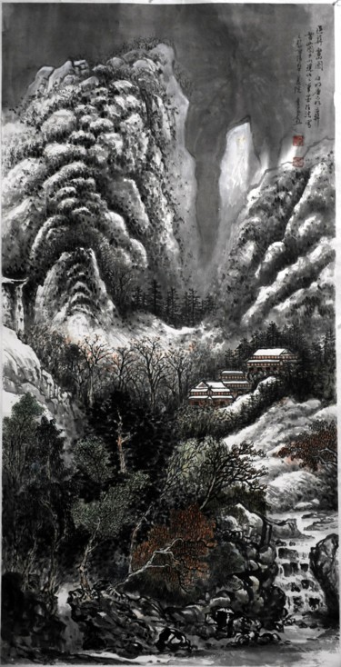 Pittura intitolato "Chinese watercolour…" da Weiping Li, Opera d'arte originale, Acquarello
