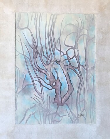 Peinture intitulée "Les arbres s'envole…" par Claudine Lux, Œuvre d'art originale, Acrylique