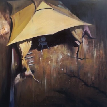 Painting titled "Cadere nell'angolo…" by Weixuan Zhang, Original Artwork, Oil