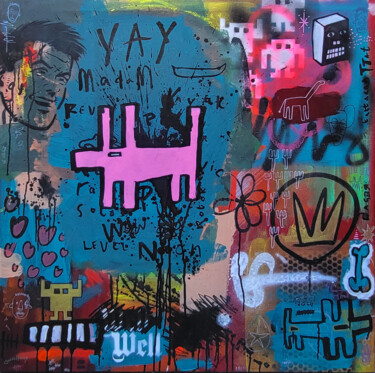 Painting titled "YaY" by Well Well, Original Artwork, Acrylic Mounted on Wood Stretcher frame