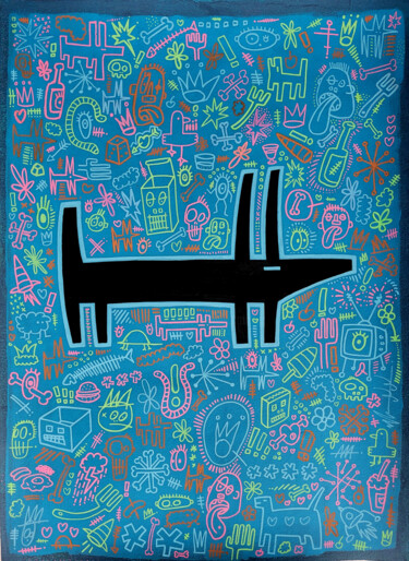 Картина под названием "Blue Period Dogs -…" - Well Well, Подлинное произведение искусства, Акрил