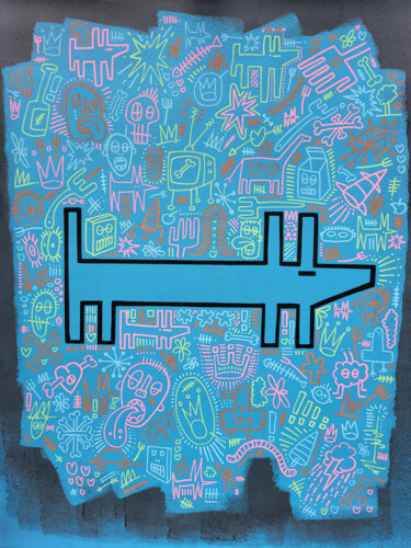 Картина под названием "Blue Period Dog - B…" - Well Well, Подлинное произведение искусства, Акрил