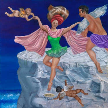 Painting titled "TRUST, or The Leap…" by Carol Roberts, Original Artwork, Oil