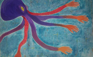 Malerei mit dem Titel "Octopus Surreal" von Valeri Welsch, Original-Kunstwerk, Acryl