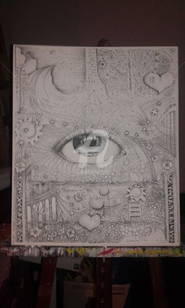 Dibujo titulada "ojo" por Wenceslao Perez-Millan Garcia, Obra de arte original, Bolígrafo