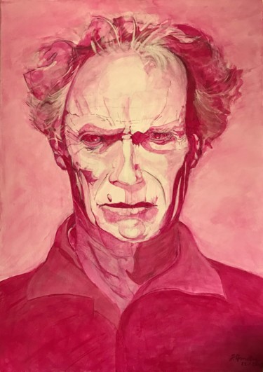 Painting titled "Clint Eastwood Rage" by Jörg Wendling, Original Artwork, Acrylic