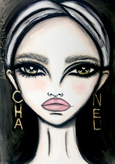 Malerei mit dem Titel "Cendre Chanel" von Wendy Buiter, Original-Kunstwerk, Acryl