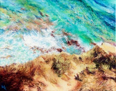 Malerei mit dem Titel "‘TheSeaBelow’ - Med…" von Wendy Long, Original-Kunstwerk, Öl