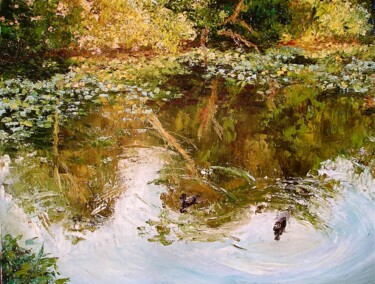 Pintura intitulada "‘Duck in Hampstead…" por Wendy Long, Obras de arte originais, Óleo