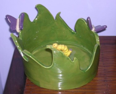 Sculpture intitulée "Vase pour bougie fl…" par Wendy Billot, Œuvre d'art originale