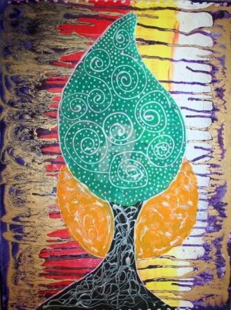 Painting titled "TRIBAL TREE" by Redreamer, Original Artwork, Other