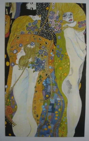 Painting titled "D'après Klimt" by Nathalie Kelhetter, Original Artwork