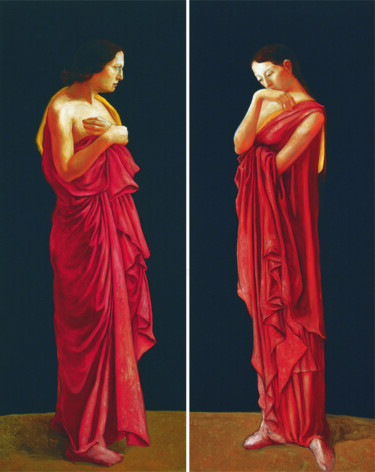 Malerei mit dem Titel "Le Mariage sur le T…" von Wenwu Wen, Original-Kunstwerk, Öl