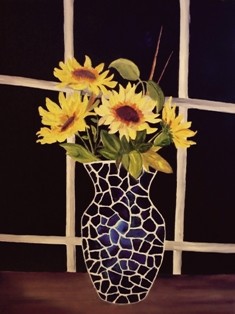 Painting titled "Sunflowers In A Vase" by Weshon Hornsby, Original Artwork
