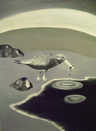 Painting titled "Bird At The Lake" by Weshon Hornsby, Original Artwork
