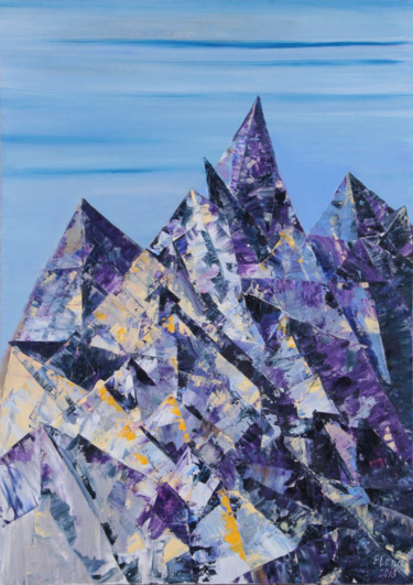 Painting titled "Amethyst" by Verevkina Elena, Original Artwork, Oil Mounted on Wood Stretcher frame