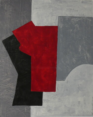 Painting titled "COMPOSITION ROUGE" by Werner Albert Gatschet, Original Artwork, Acrylic