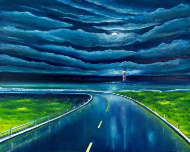 Painting titled "Die Strasse zum Meer" by Weralgos, Original Artwork, Oil