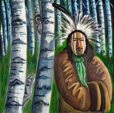 Malerei mit dem Titel "Der Hüter des Waldes" von Weralgos, Original-Kunstwerk, Öl